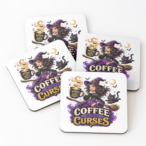 Item preview, Coffee Before Curses Funny Witch Halloween Vector designed and sold by wizooo411.