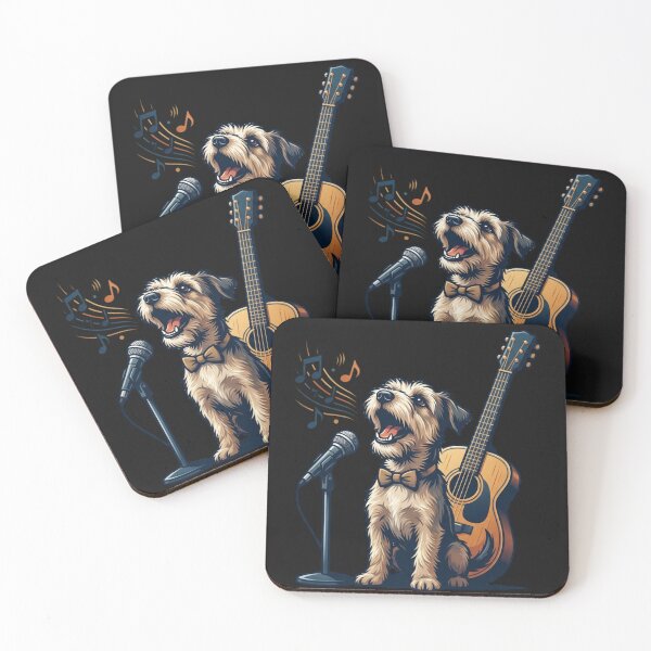 Item preview, Terrier Dog Singing Music with Guitar Artwork designed and sold by Tsugraf Designs.