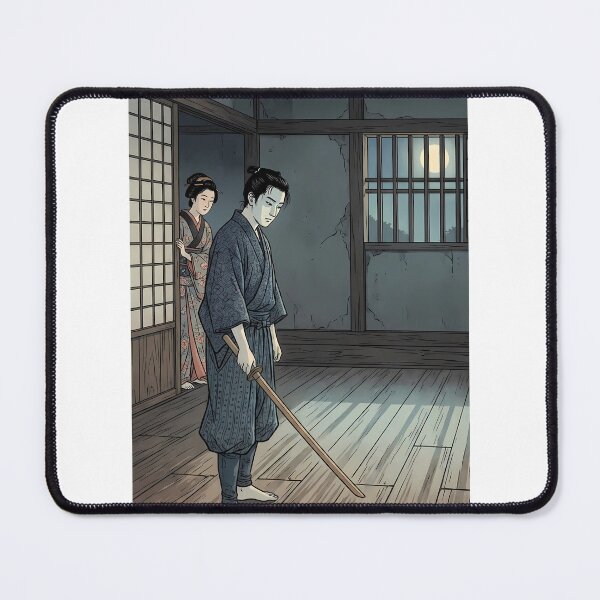 Item preview, Samurai in Moonlight Dojo: Martial Arts Training - Traditional Ukiyo-e Art designed and sold by TokyoUkiyoHouse.