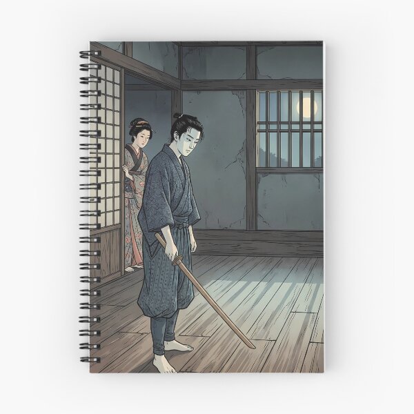 Item preview, Samurai in Moonlight Dojo: Martial Arts Training - Traditional Ukiyo-e Art designed and sold by TokyoUkiyoHouse.