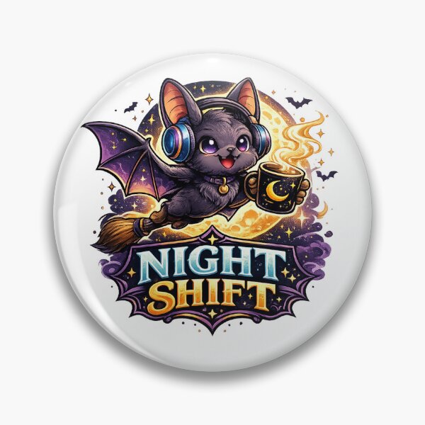 Item preview, Night Shift Funny Halloween Bat Vector designed and sold by wizooo411.