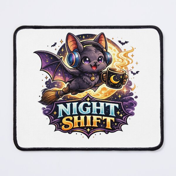 Item preview, Night Shift Funny Halloween Bat Vector designed and sold by wizooo411.