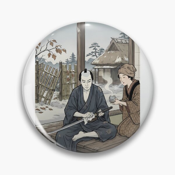 Item preview, Samurai Wiping Sword in Snowy Winter - Traditional Japanese Ukiyo-e Art designed and sold by TokyoUkiyoHouse.