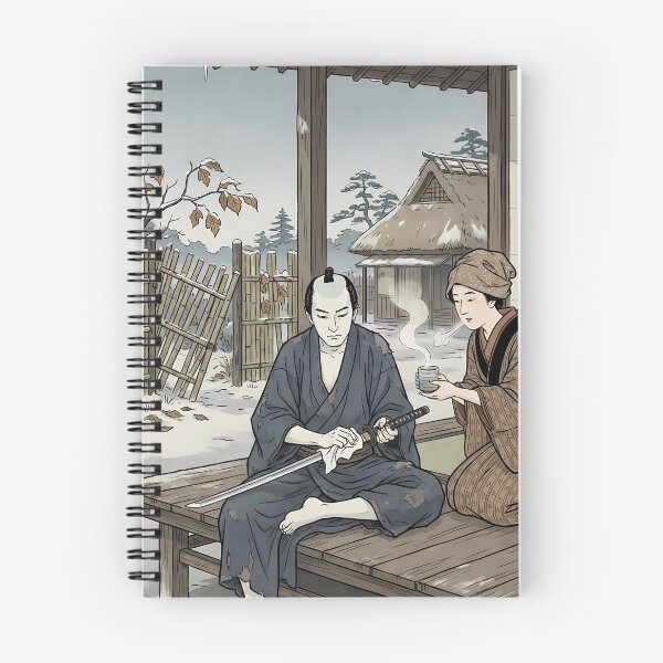 Item preview, Samurai Wiping Sword in Snowy Winter - Traditional Japanese Ukiyo-e Art designed and sold by TokyoUkiyoHouse.