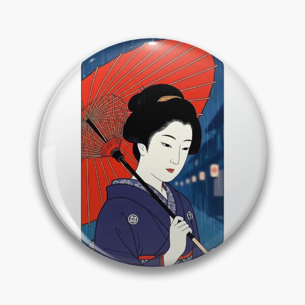 Item preview, Geisha with Red Umbrella in Night Rain - Traditional Japanese Ukiyo-e Art designed and sold by TokyoUkiyoHouse.