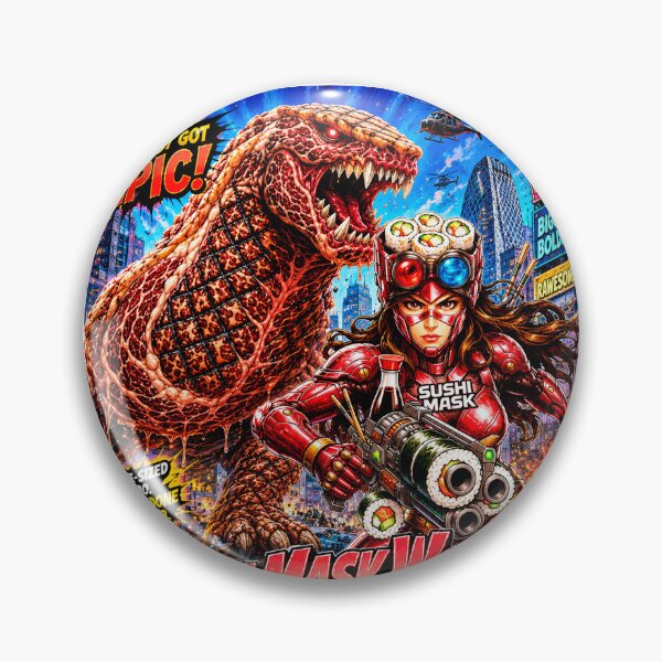 Item preview, SUSHI MASK WOMAN: Epic Battle Against The Steak Kaiju designed and sold by Japan Cyberpunk Universe & Surreal Characters.