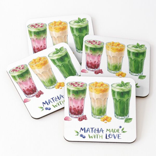 Item preview, Watercolor Matcha Iced Drinks Trio Art Print designed and sold by VibranPalette.
