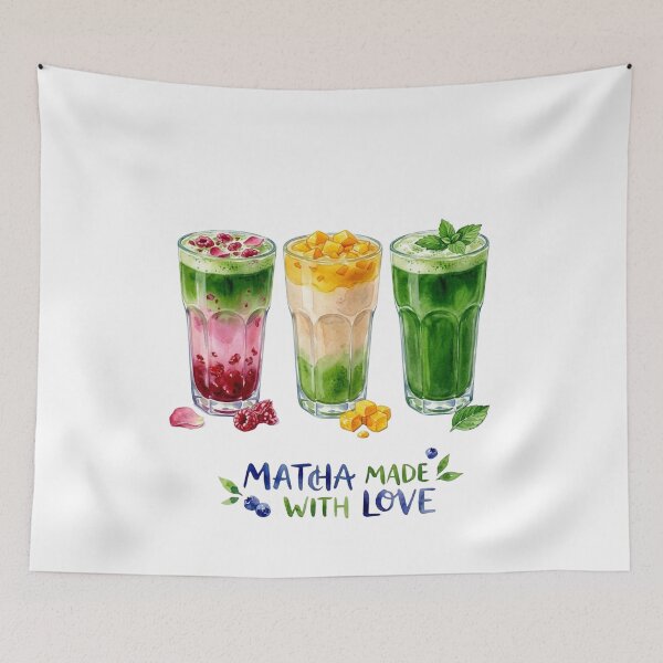 Item preview, Watercolor Matcha Iced Drinks Trio Art Print designed and sold by VibranPalette.