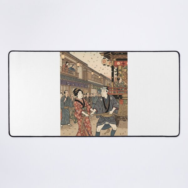 Item preview, Vibrant Traditional Japanese Festival: Pulling the Matsuri Float - Ukiyo-e Art designed and sold by TokyoUkiyoHouse.