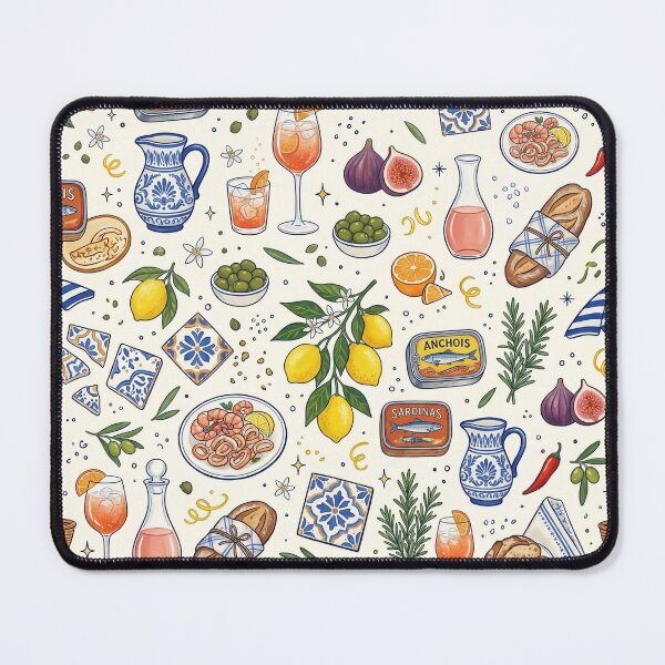 Item preview, Vintage Sardine Tin & Lemon Pattern – Italian Aperitivo Art designed and sold by OpenDreamArts.