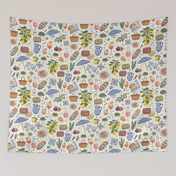 Item preview, Vintage Sardine Tin & Lemon Pattern – Italian Aperitivo Art designed and sold by OpenDreamArts.
