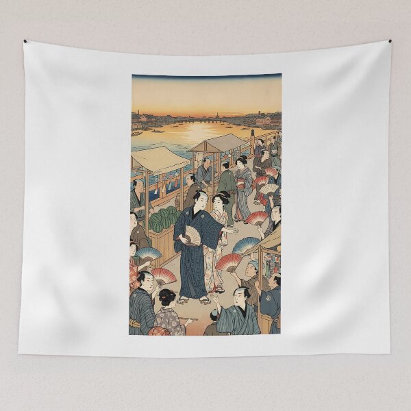 Item preview, Summer Festival in Old Edo: Young Master and Town Girl - Traditional Ukiyo-e Art designed and sold by TokyoUkiyoHouse.