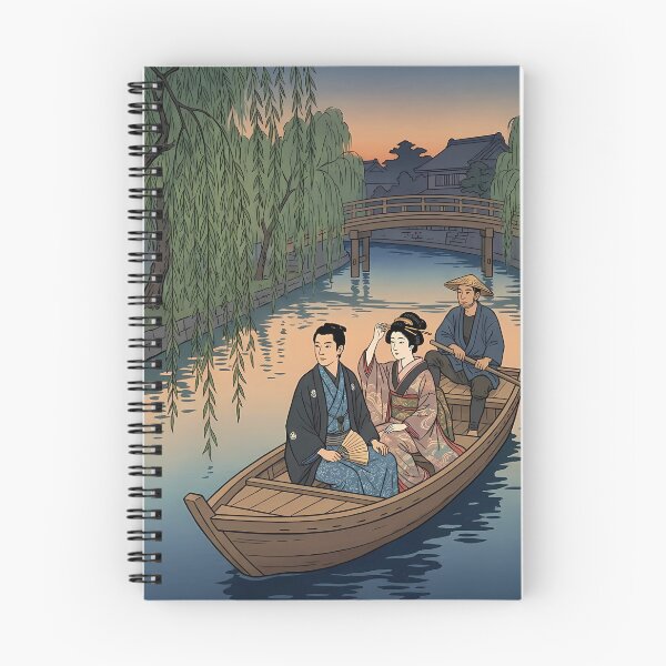 Item preview, Romantic Evening Boat Ride in Old Japan - Traditional Ukiyo-e Art designed and sold by TokyoUkiyoHouse.
