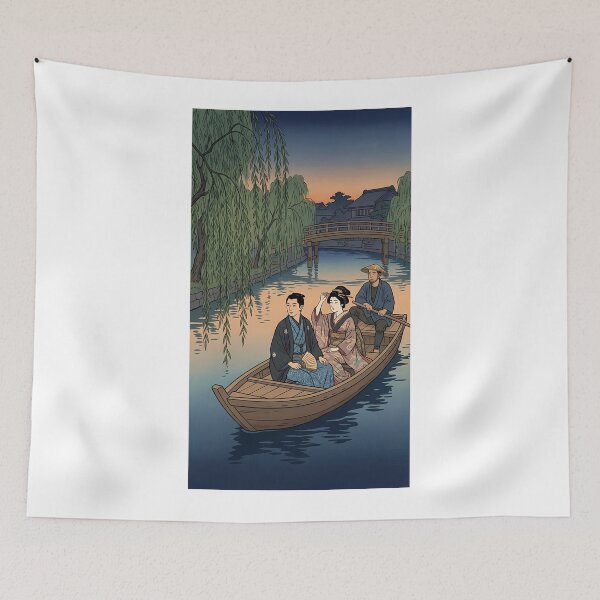 Item preview, Romantic Evening Boat Ride in Old Japan - Traditional Ukiyo-e Art designed and sold by TokyoUkiyoHouse.