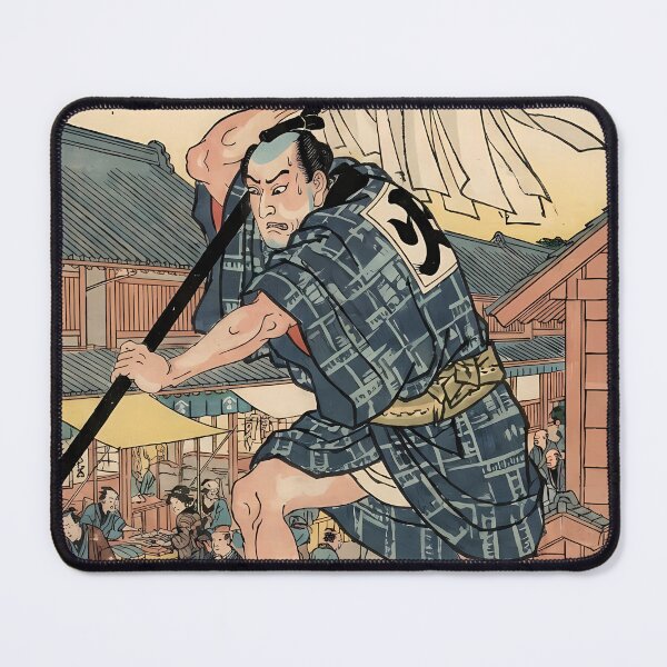 Item preview, Edo Period Firefighter with Matoi on Roof - Traditional Ukiyo-e Art designed and sold by TokyoUkiyoHouse.