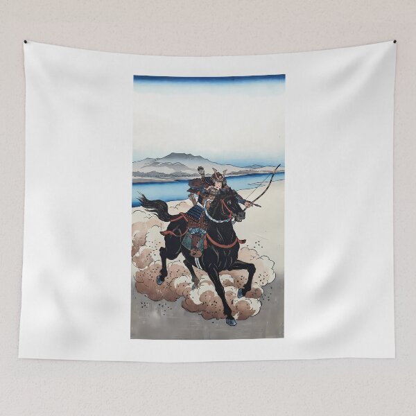 Item preview, Samurai Warrior on Galloping Black Horse - Traditional Ukiyo-e Art designed and sold by TokyoUkiyoHouse.