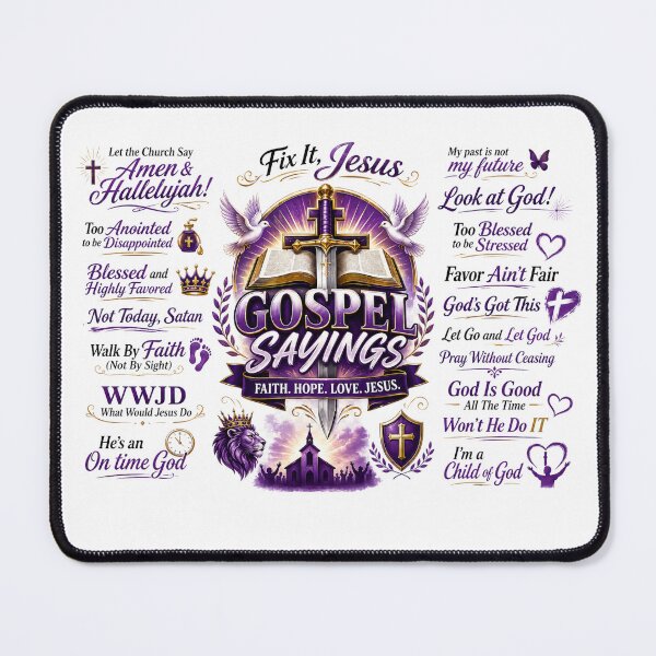Item preview, Purple Gospel Sayings Faith Warrior Collage designed and sold by WordsplusFabric.