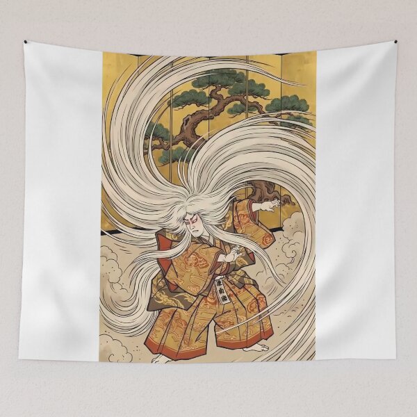 Item preview, Dynamic Kabuki Lion Dance Renjishi Ukiyo-e Art designed and sold by TokyoUkiyoHouse.