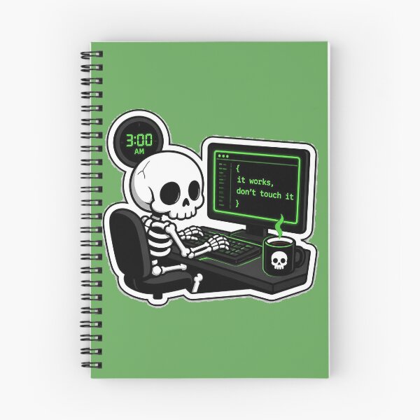Item preview, It Works Don't Touch It - Funny Late Night Coder Skeleton Shirt designed and sold by Geek Tracy Shop.