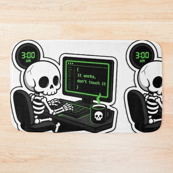 Item preview, It Works Don't Touch It - Funny Late Night Coder Skeleton Shirt designed and sold by Geek Tracy Shop.