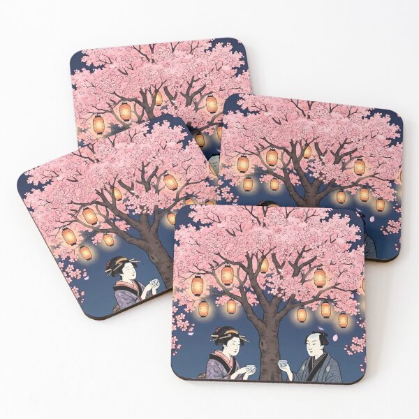 Item preview, Romantic Couple Hanami Night Cherry Blossoms Ukiyo-e designed and sold by TokyoUkiyoHouse.