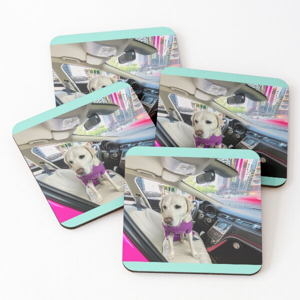 Item preview, Labrador in a pink car designed and sold by Bloom Sketcher$.