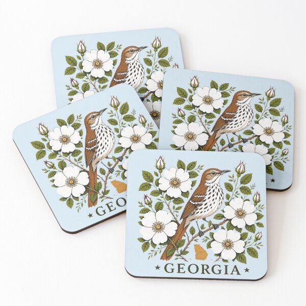 Item preview, Georgia Cherokee Rose & Brown Thrasher designed and sold by The-Drip-Studio.