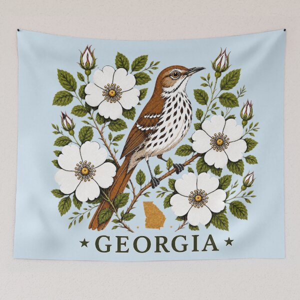 Item preview, Georgia Cherokee Rose & Brown Thrasher designed and sold by The-Drip-Studio.