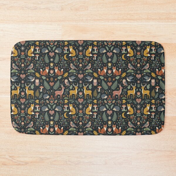 Item preview, Scandinavian Folk Art Fox and Stag Forest Green Wallpaper designed and sold by OpenDreamArts.