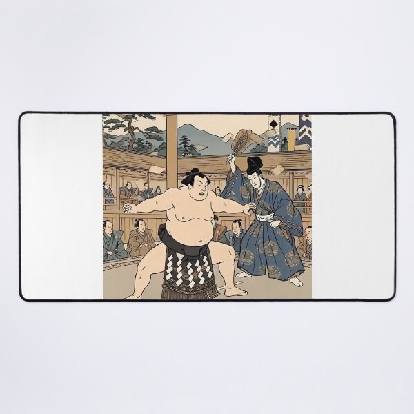 Artikelvorschau, Traditioneller Sumo-Ringer und Gyoji-Schiedsrichter Ukiyo-e-Kunst entworfen und verkauft von TokyoUkiyoHouse.