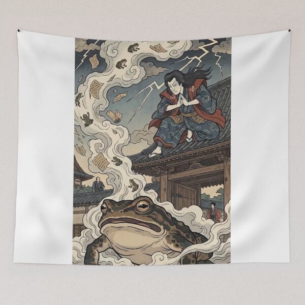 Item preview, Mythical Ninja Sorcerer and Giant Toad Ukiyo-e Art designed and sold by TokyoUkiyoHouse.