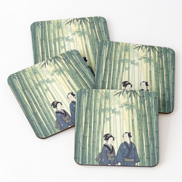 Item preview, Edo Couple Walking in Serene Bamboo Forest Ukiyo-e Art designed and sold by TokyoUkiyoHouse.