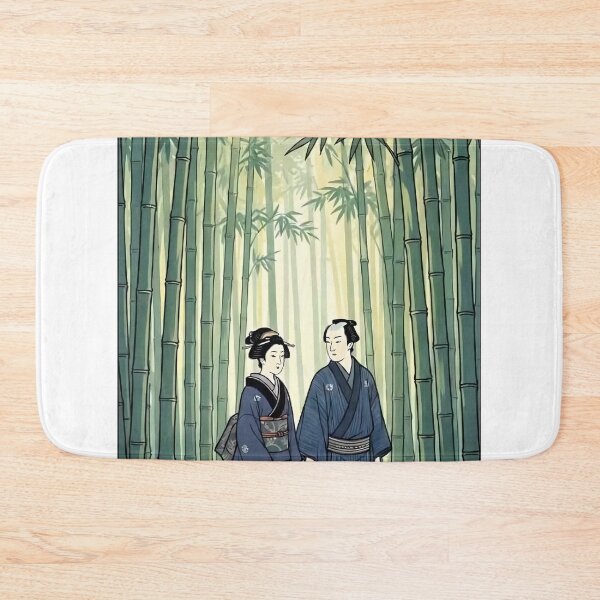 Item preview, Edo Couple Walking in Serene Bamboo Forest Ukiyo-e Art designed and sold by TokyoUkiyoHouse.