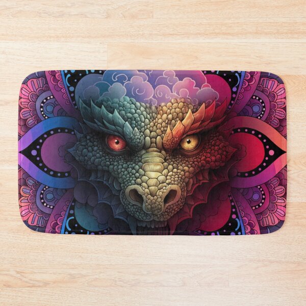 Item preview, Intricate Dragon Mandala – Detailed Black and Grey Floral Dragon Mandala Design designed and sold by Anime9122.