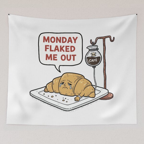 Item preview, funny inappropriate Titre: Funny Sad Croissant Design | Monday Flaked Me Out Bakery Humor Gift designed and sold by Uglyandcute.