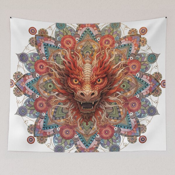 Item preview, Intricate Dragon Mandala – Detailed Black and Grey Floral Dragon Mandala Design designed and sold by Anime9122.