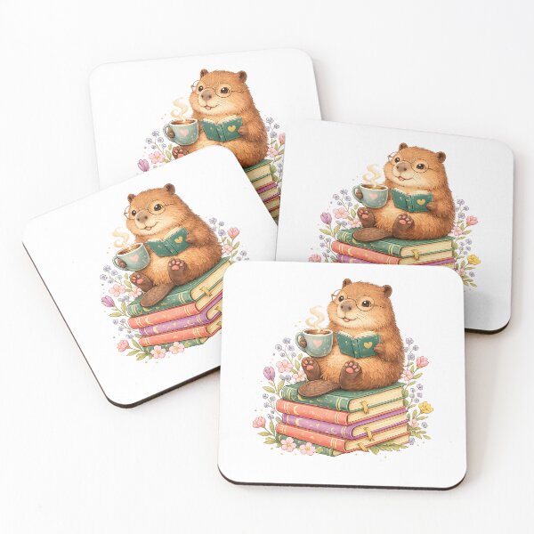 Item preview, Cute cappy Reading Books Funny Animal cappy Bookworms designed and sold by QuiteOrbit.
