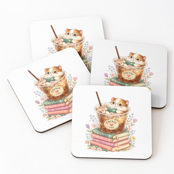 Item preview, Cute Hamster Reading Books Coffee Lover Vintage Design designed and sold by QuiteOrbit.