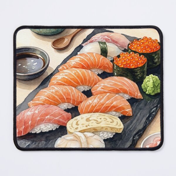 Item preview, Premium Japanese Sushi Platter Watercolor Art designed and sold by Itjung-Room.