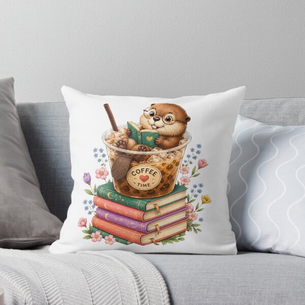 Item preview, Coffee Time Cute  Beaver Reading Book Lover designed and sold by QuiteOrbit.