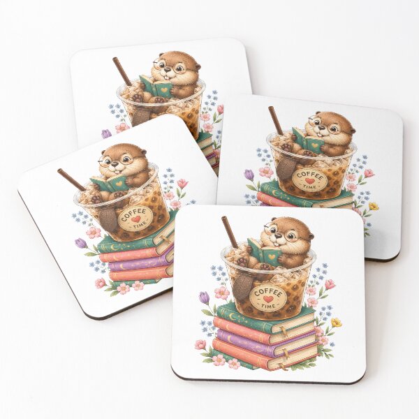 Item preview, Coffee Time Cute  Beaver Reading Book Lover designed and sold by QuiteOrbit.