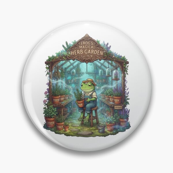 Item preview, Frog's Magical Herb Garden | Cottagecore Greenhouse | Herbalist Frog | Enchanted Botanical Sticker designed and sold by MrDev.