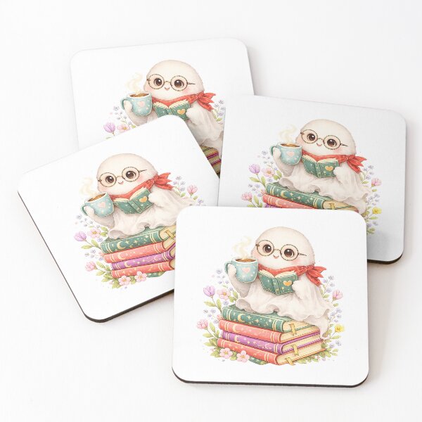 Item preview, Cute Ghost Reading Books Coffee Lover designed and sold by QuiteOrbit.
