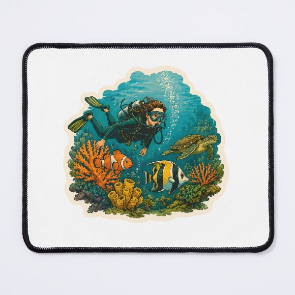 Item preview, Coral Reef Diving Watercolor designed and sold by ChemicalXShop.