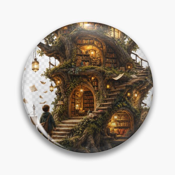Item preview, Whimsical Treehouse Library With Glowing Pages designed and sold by TaiwoDesigns.