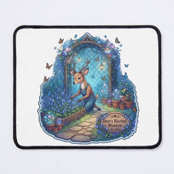 Item preview, Deer's Bluebell Meadow | Enchanted Cottage Garden | Woodland Deer | Magical Bluebell Sticker designed and sold by MrDev.