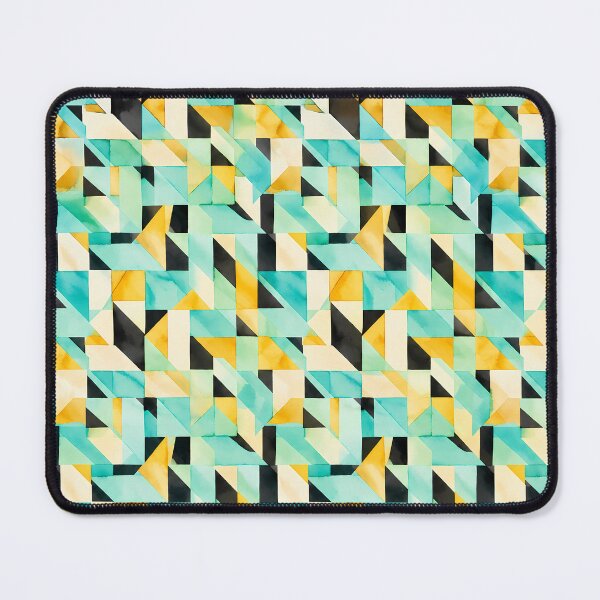 Item preview, Vibrant Aquamarine and Yellow Geometric Watercolor Pattern designed and sold by zenjiinspired.