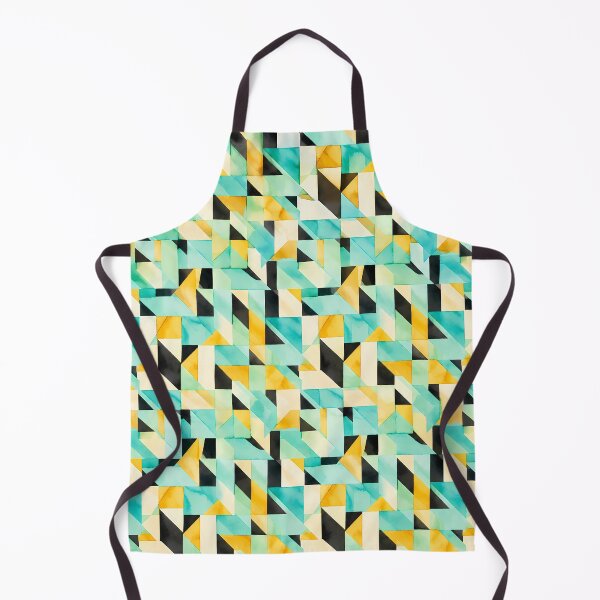 Item preview, Vibrant Aquamarine and Yellow Geometric Watercolor Pattern designed and sold by zenjiinspired.