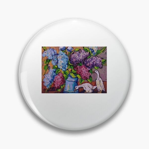 Item preview, Original Painting Relaxed - Lilac Floral Bouquet With Ceramic Ducks designed and sold by Ohowngien.