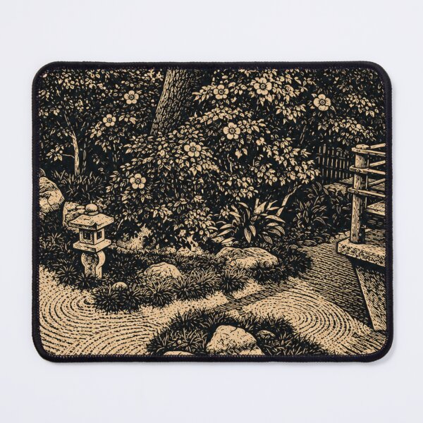 Item preview, Japanese Garden Bridge Landscape | Linocut designed and sold by Linoluca.